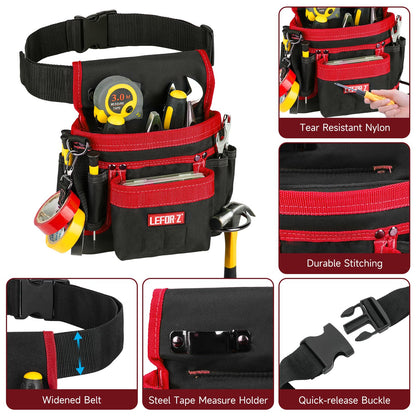 Tool Belt,Magnetic Tool Pouch,14-Pockets Tool Belts for Men,Detachable & Adjustable Tool Pouch belt for Electrician,Carpenter,Construction,Work Apron,Utility Belt,Black-Yellow