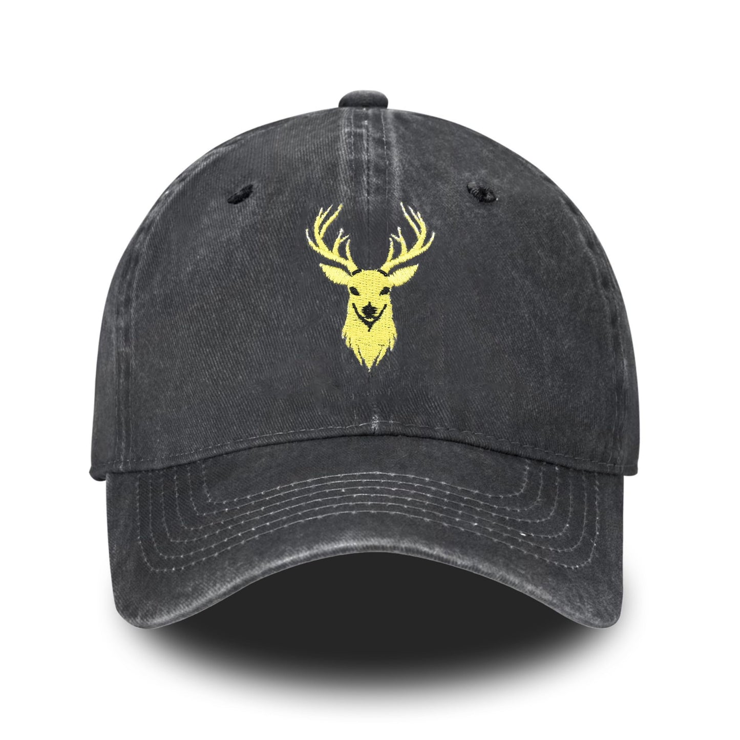 Embroidered Baseball Cap Adjustable Vintage Washed Distressed Denim Baseball Hat for Women Men