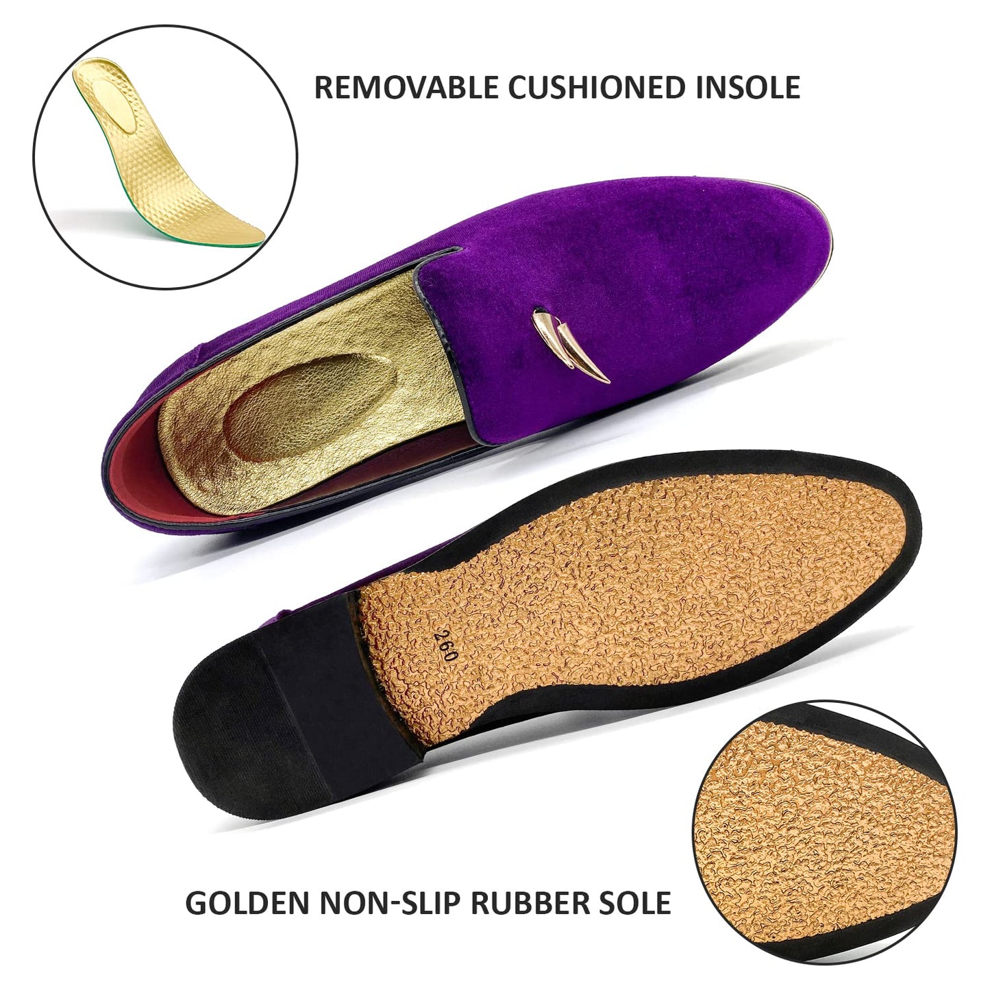 MHB Men's Multiple Colors Velvet Loafer Slip-on Tuxedo Dress Shoes Glitter Suede Smoking Slipper