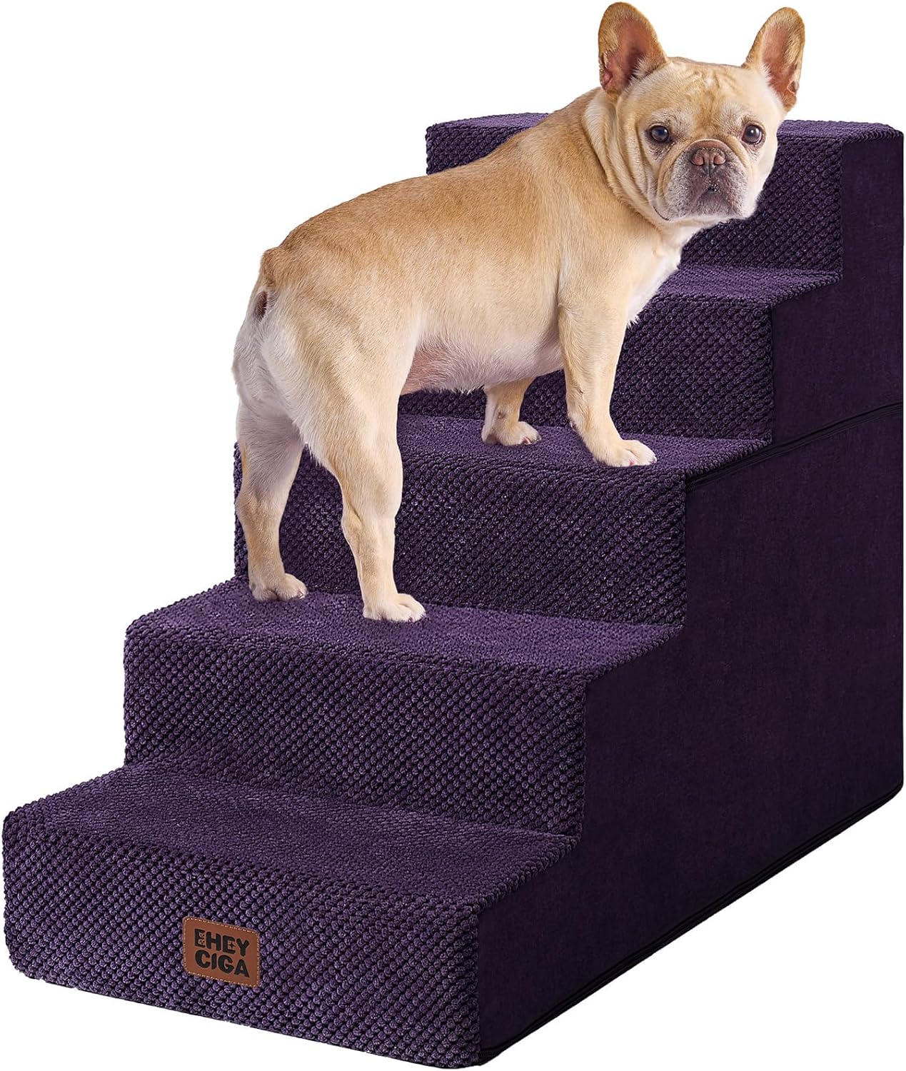EHEYCIGA Dog Stairs for Small Dogs 13.5" H, 3-Step Dog Steps for Couch Sofa and Chair, Pet Steps for Medium Cats, Non-Slip Balanced Pet Ramp Indoor, Grey