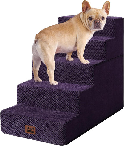 EHEYCIGA Dog Stairs for Small Dogs 13.5" H, 3-Step Dog Steps for Couch Sofa and Chair, Pet Steps for Medium Cats, Non-Slip Balanced Pet Ramp Indoor, Grey