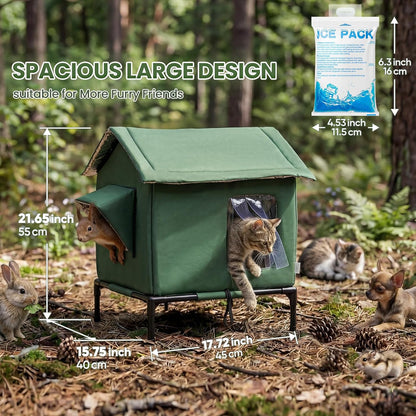 JUNSPOW Outdoor Cat House Weatherproof - All-Season Insulated Cat Shelter for Stray & Feral Cats, Spacious 17.7" L x 15.7" W x 21.6" H Interior, Waterproof & Windproof Design for Yard, Porch, Garage