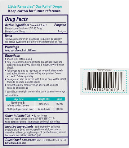 Little Remedies Newborn Gas Relief Drops, Relieves Discomfort from Gas, Baby Medicine with No Artificial Flavors or Dyes, Natural Berry Flavor, 1 Fl Oz (Pack of 3)