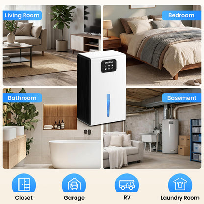 Dehumidifier, 1000 sq.ft Quiet Dehumidifiers for Home Bedroom Basement Bathroom with 95oz Water Tank, Sleep Mode Auto Shut-Off 7 Colors LED Light, Black