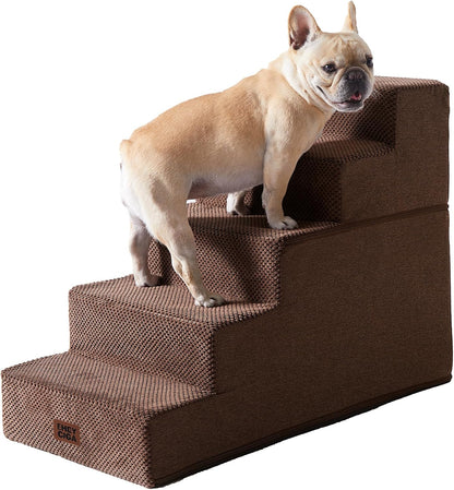 EHEYCIGA Dog Stairs for Small Dogs 13.5" H, 3-Step Dog Steps for Couch Sofa and Chair, Pet Steps for Medium Cats, Non-Slip Balanced Pet Ramp Indoor, Grey