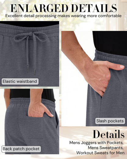 August Alley 4 Pack Mens Athletic Joggers Gym Workout Running Sweatpants Lounge Drawstring Track Sweat Pants with Pockets