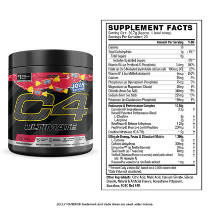 C4 Ultimate Pre Workout Powder Watermelon - Sugar Free Preworkout Energy Supplement for Men & Women - 300mg Caffeine + 3.2g Beta Alanine + 2 Patented Creatines - 20 Servings