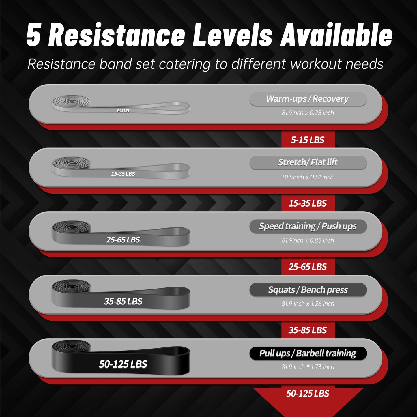 Pull Up Assistance Bands, 5-Level Resistance Bands for Working Out, Pull Up Bands for Men & Women, Exercise Bands for Full-Body Training, Fitness, Physical Therapy, Stretch Workout Bands at Home, Gym