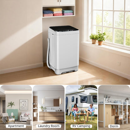 Portable Washing Machine, 17.7lbs Full-Automatic Small Washing Machine for Apartment, 10 Wash Programs with Drain Hose Dorm Size Portable Washer for RV, Home, College, Grey