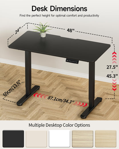 Okin Small Electric Standing Desk, 36" x 24" Whole Piece Height Adjustable Desk, Oak Sit to Stand Computer Workstation with Wheels for Home Office
