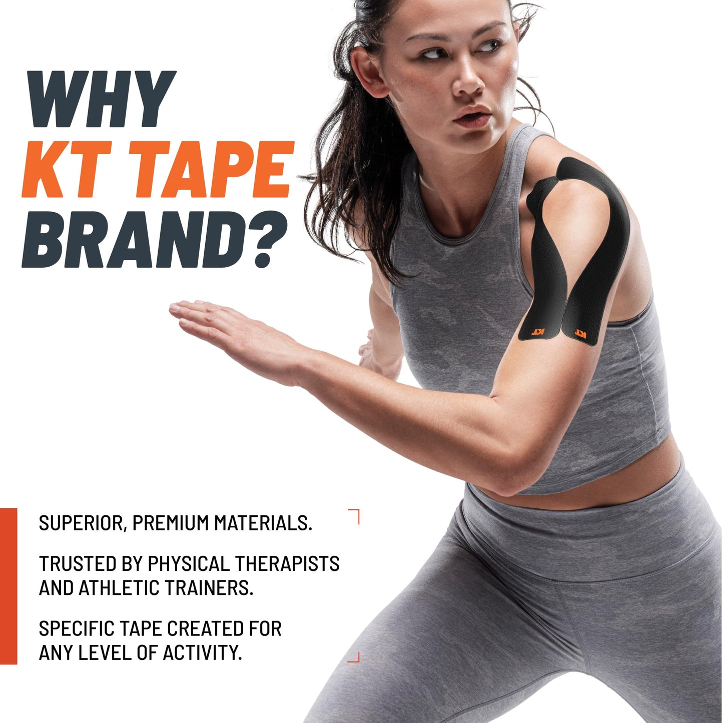 KT Tape, Original Cotton, Elastic Kinesiology Tape, Everyday Muscle and Joint Support, Daily Pain Relief, 20 Count, 10” Precut Strips, Black