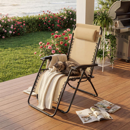 Alpen Zero Gravity Lounge Chair Set of 2, Patio Chair Folding Lounge Chairs for Outside, Portable Camping Chairs with Pillow and Cup Holder, Outdoor Recliner for Beach Outdoor Camping, Black
