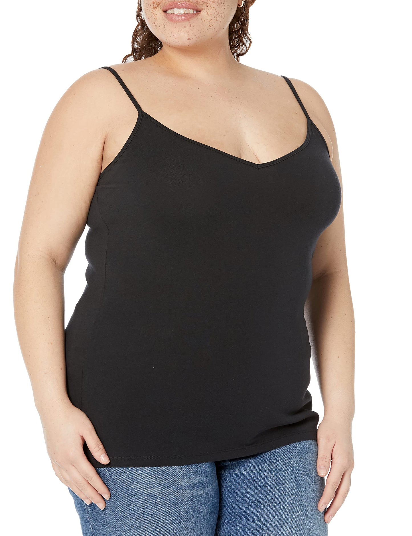 Amazon Essentials Women's Slim-Fit V-Neck Cami, Pack of 4