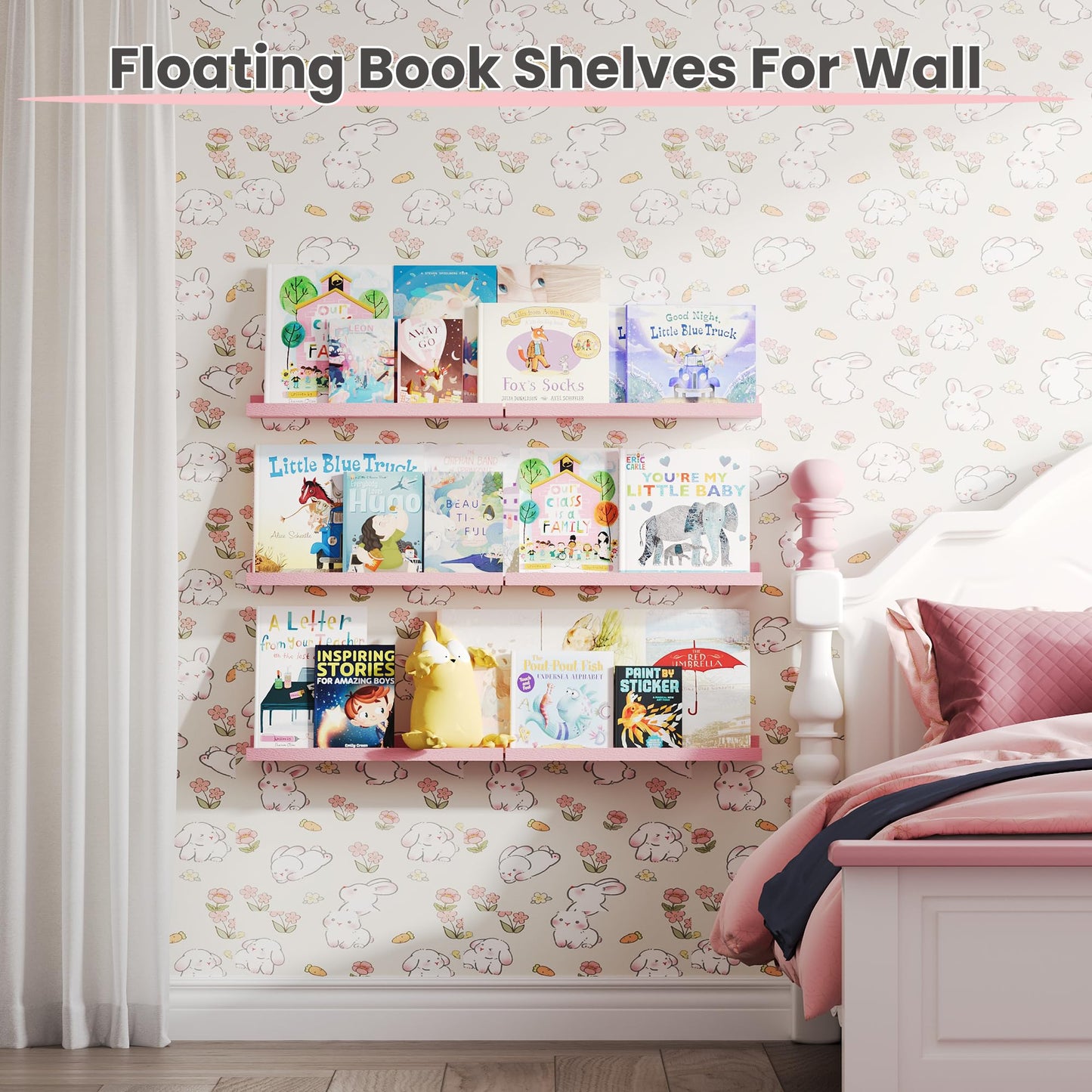 upsimples Floating Shelves for Wall, Wall Shelves for Decor Storage Set of 6, Wall Mounted Wood Shelf for Bedroom, Living Room, Bathroom, Kitchen, Picture Ledge Shelf, Black