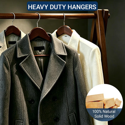 Amber Home 30 Pack Wooden Coat Hangers, Natural Wood Suit Hangers with Non-Slip Pant Bar, Clothes Hangers for Closet Organization, Shirts, Jackets, Dresses, and Pants (Natural, 30)