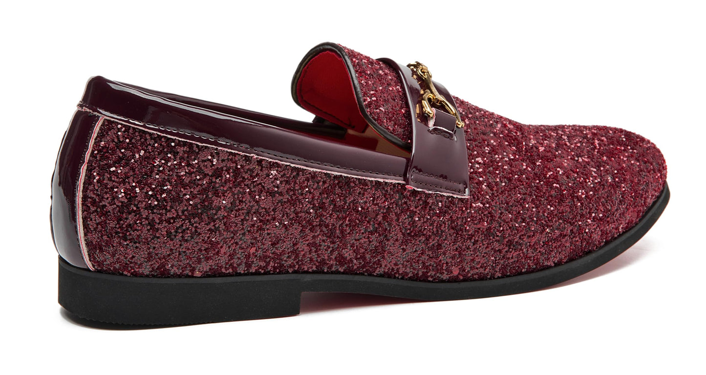 Men Loafer Metallic Textured Slip-on Glitter Sequins Fashion Wedding Dress Shoes Golden