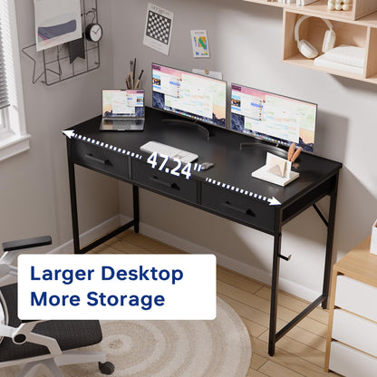 Pamray 32 Inch Small Computer Desk with 2 Drawers for Bedroom Study Writing Home Office Table for Small Spaces White