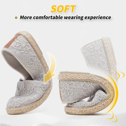BABUDOG Women's Flats with Flower Embroideried,White Lace Ballet Flats,Comfortable Dress Flats