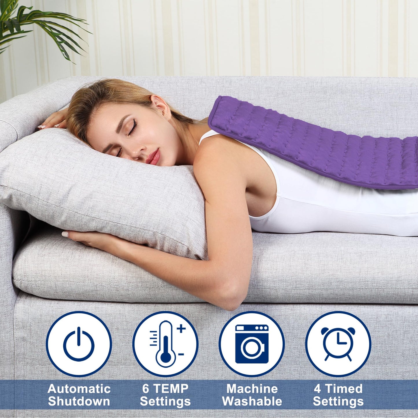 Electric Heating pad with 6 Heat Settings, Auto Shut Off, Dry Electric Heating for Back Neck Knee Arms Legs Shoulder Heat Pads for Christmas Birthday Father Mother's Day (24"X12", Gray Green)