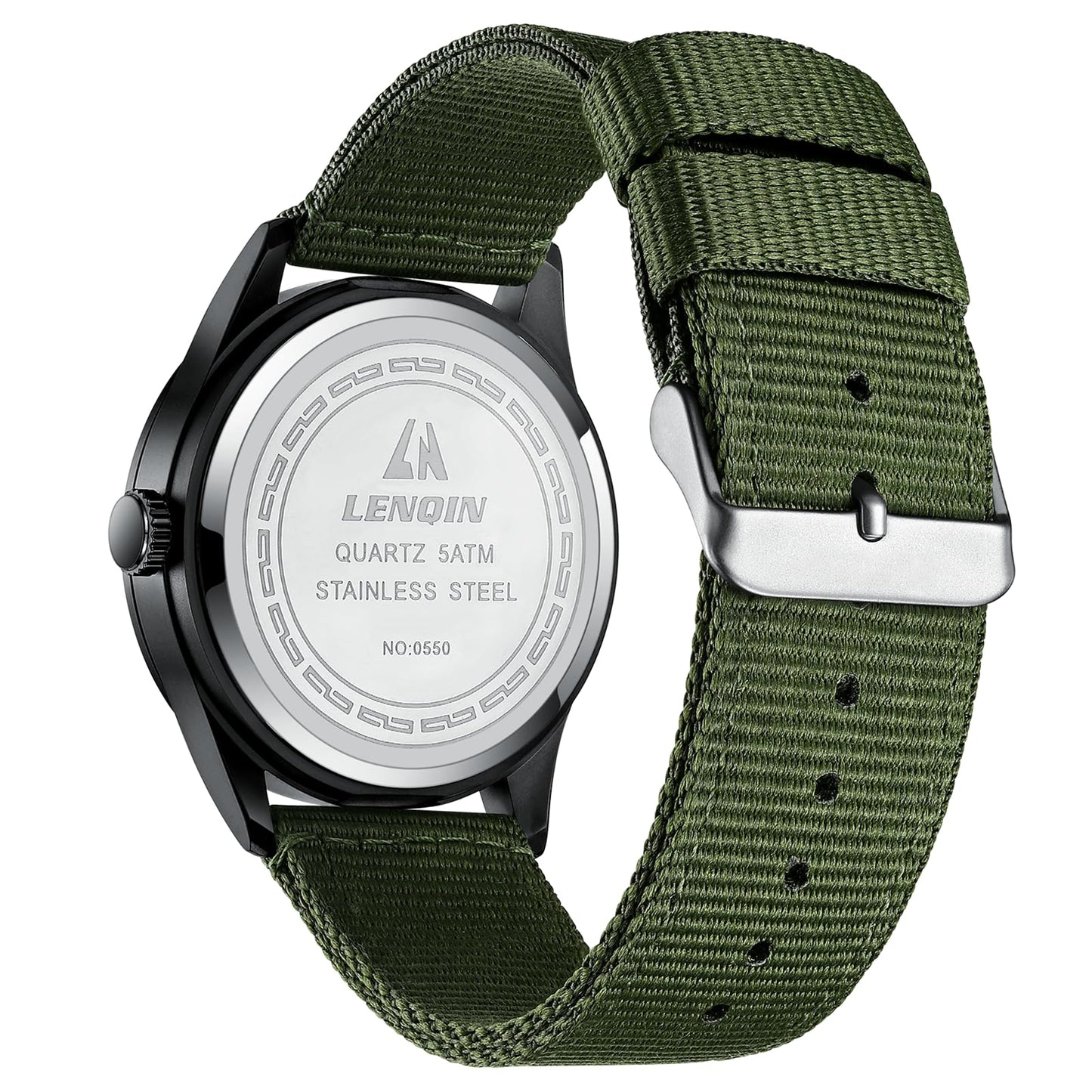 LN LENQIN Mens Watches Unisex Military Sport Nylon Strap Stylish Luminous Fashion Analog Quartz Watch for Men Waterproof Army Tactical Casual Wristwatch