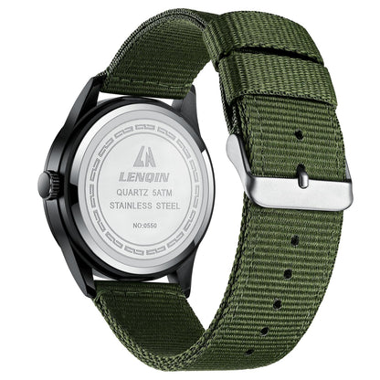 LN LENQIN Mens Watches Unisex Military Sport Nylon Strap Stylish Luminous Fashion Analog Quartz Watch for Men Waterproof Army Tactical Casual Wristwatch