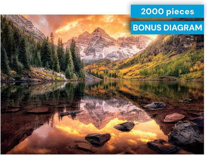 Buffalo Games Joshua Snow Maroon Lake Reflections 2000 Piece Jigsaw Puzzle - 38.5 x 26.5 in, Large - 2000 Piece Puzzles for Adults - Calming Solo Escape - Reference Poster Included