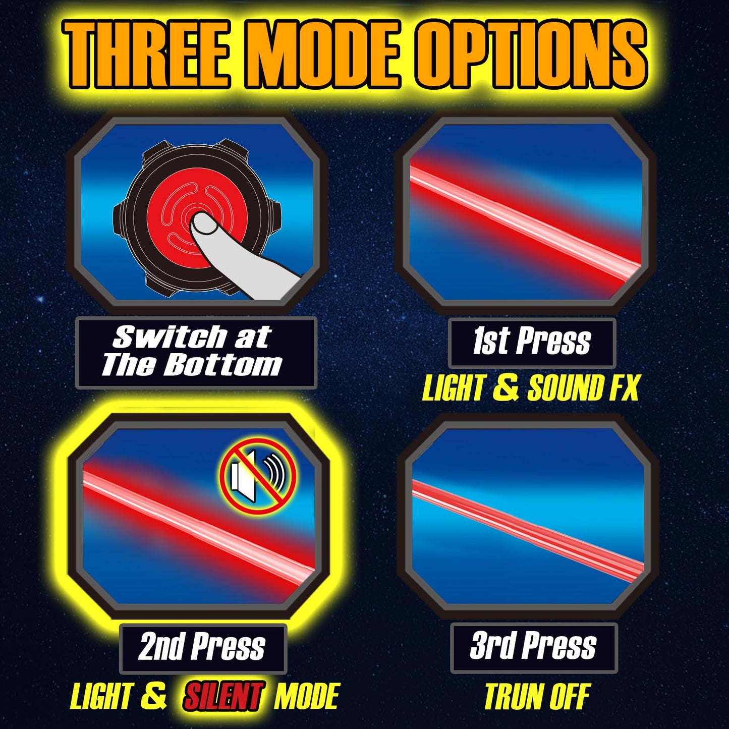 Cawiew 4 Pack Light up Sword with FX Sound (on-Off Control) and Full Retractable Handle, 4 Colors LED Glow in The Dark Toy for Kids Adult