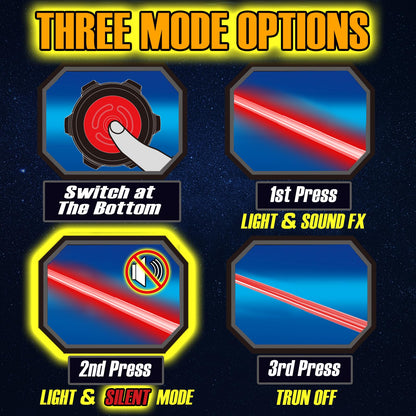 Cawiew 4 Pack Light up Sword with FX Sound (on-Off Control) and Full Retractable Handle, 4 Colors LED Glow in The Dark Toy for Kids Adult