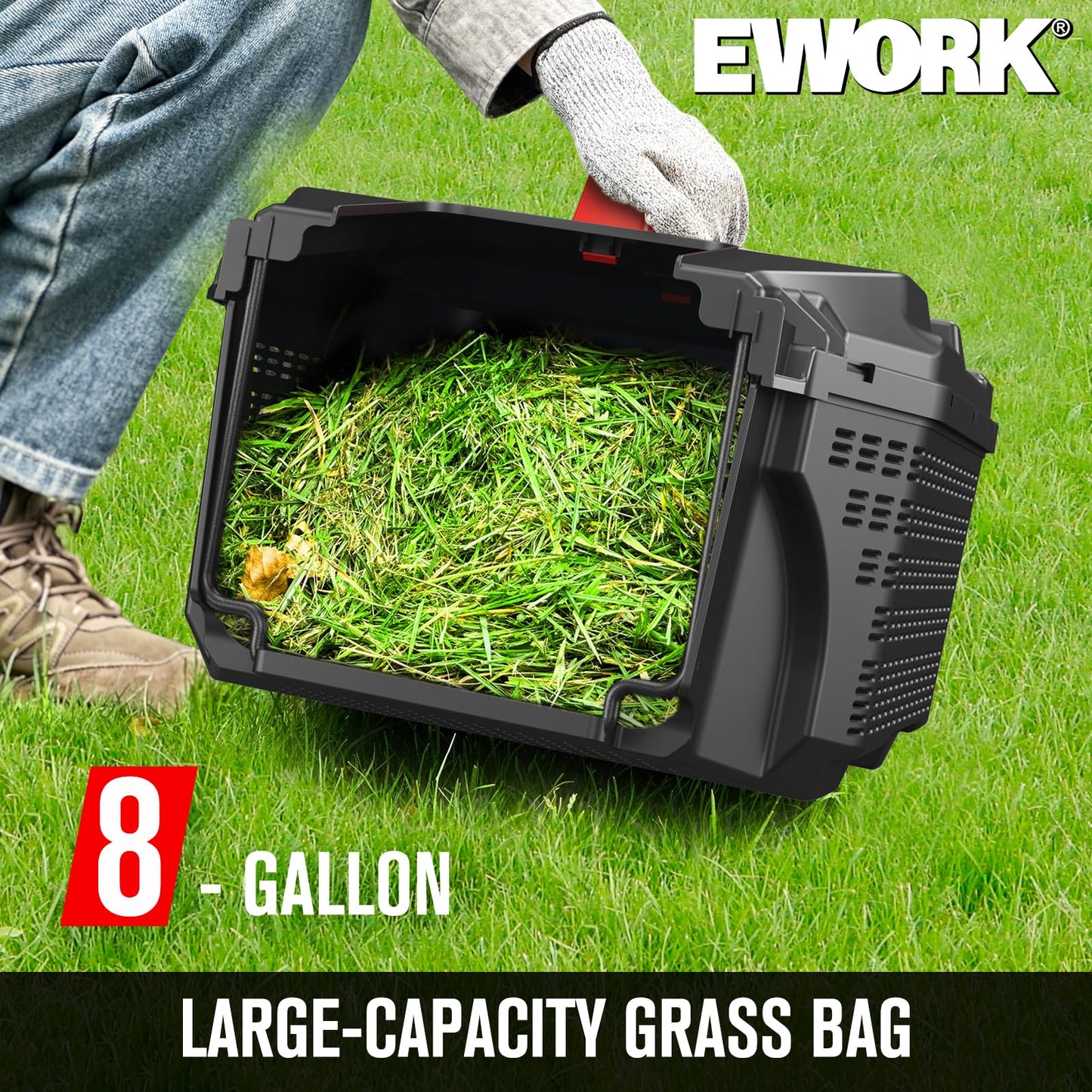 EWORK Corded Electric Lawn Mower 14-Inch, 11Amp Electric Push Mower with 30L Grass Catchers, 4-Height Adjustment, Lightweight Lawnmower for Garden, Yard