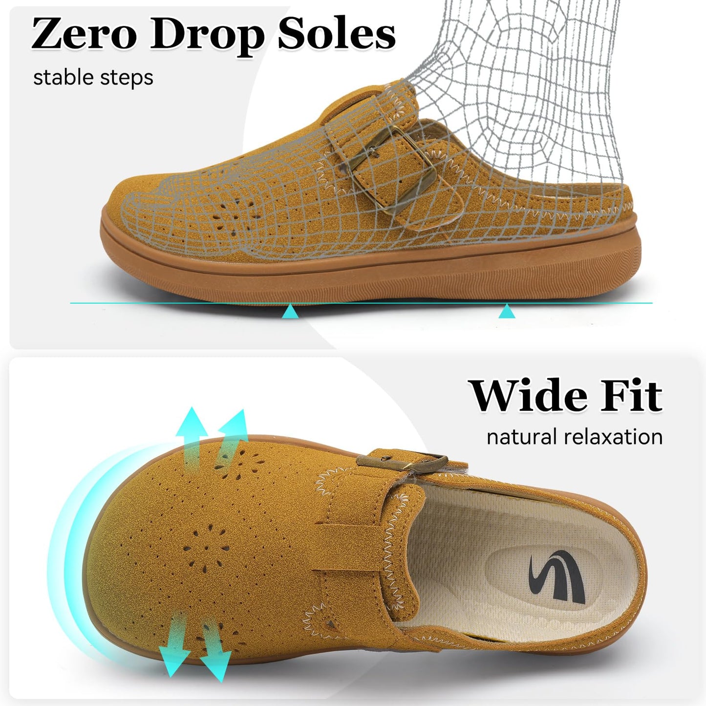 Spesoul Clogs for Women Wide Width Slip On Mules Slide On Potato Shoes Diabetic Slippers Closed Toe Zero Drop for Swollen Feet Summer Indoor Outdoor