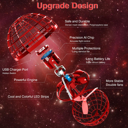 Ciniffo 2026 Upgraded Flying Orb Ball Toy with Dazzling Lights, Magic Hover Spinner, Cool Boomerang Hand Drone, Galaxy Ball Cosmic Globe, Indoor Outdoor Toys Gift for Kids 6 7 8 9 10+ Boys Girls