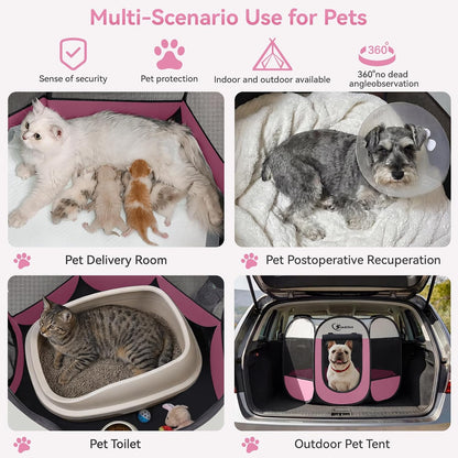 Siedihit Dog Cat Playpen, Puppy Pet Playpen Indoor for Small Dog Crate Tent Cage Outdoor, Portable Pop Up Dogs Enclosure Kennel with Carrying Case for Dogs/Cats/Rabbits(Grey, Small