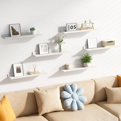 upsimples Floating Shelves for Wall, Wall Shelves for Decor Storage Set of 6, Wall Mounted Wood Shelf for Bedroom, Living Room, Bathroom, Kitchen, Picture Ledge Shelf, Black