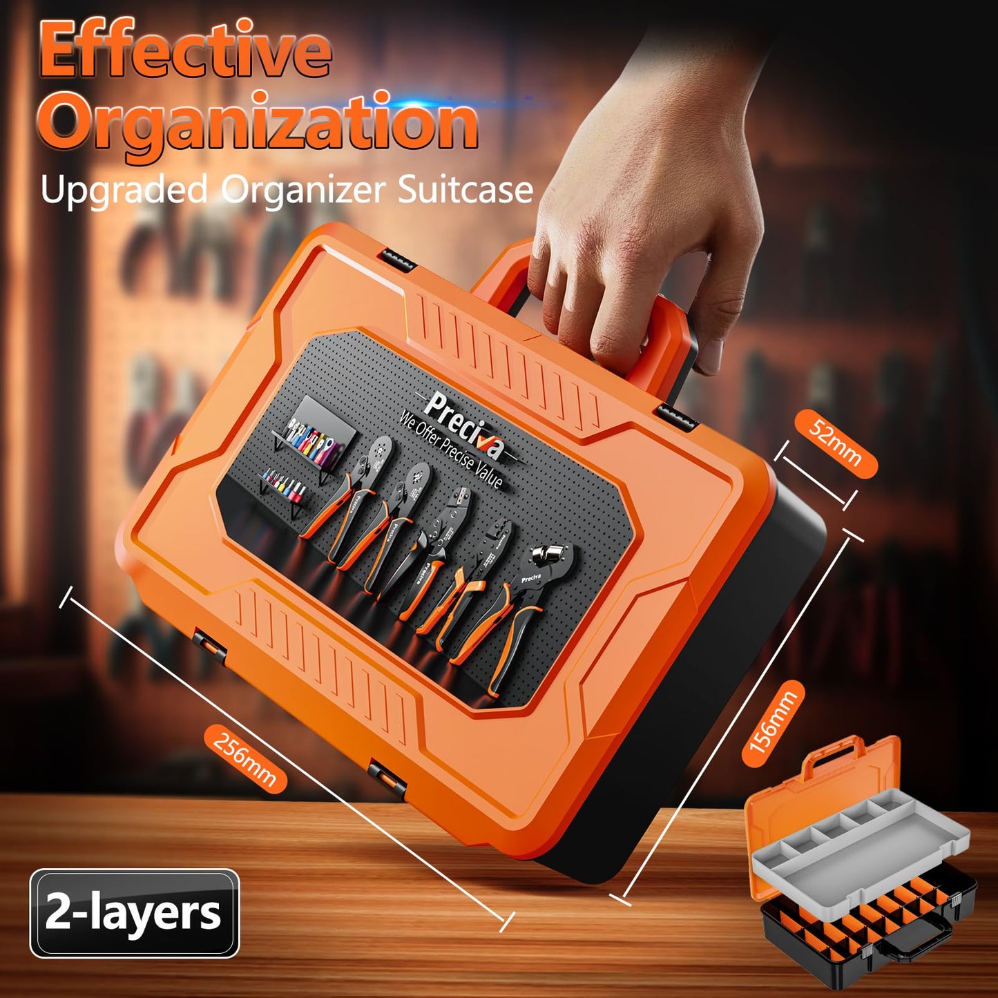 Preciva Ferrule Crimping Tool Kit - AWG 28-5 Hexagonal Ferrule Crimper with Automatic Wire Stripper and 1375Pcs Single/Twin Ferrule Connectors, Self-Adjustable Ratchet Ferrule Terminals Crimping Tool
