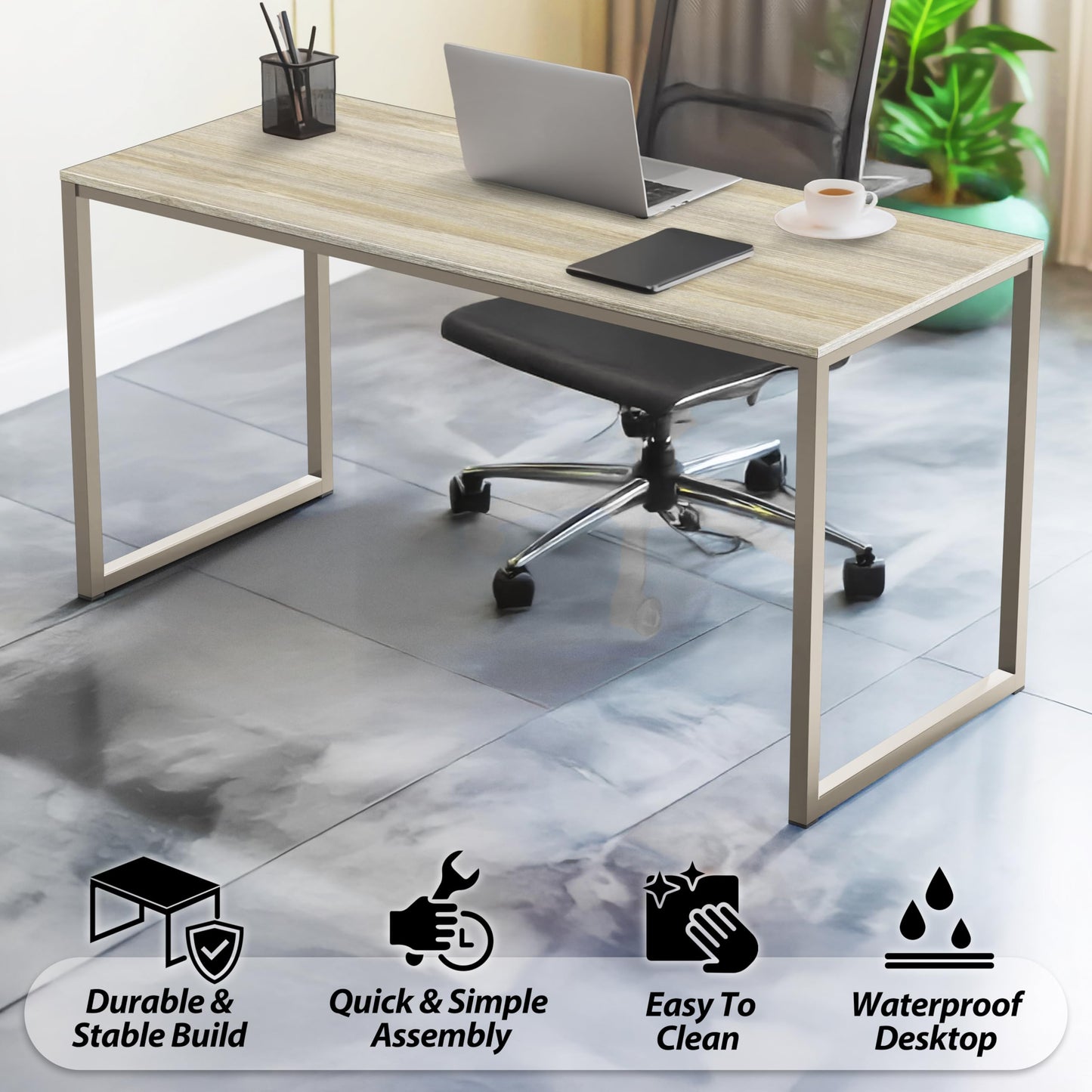 SHW Mission 32-Inch Home Office Computer Desk, Black