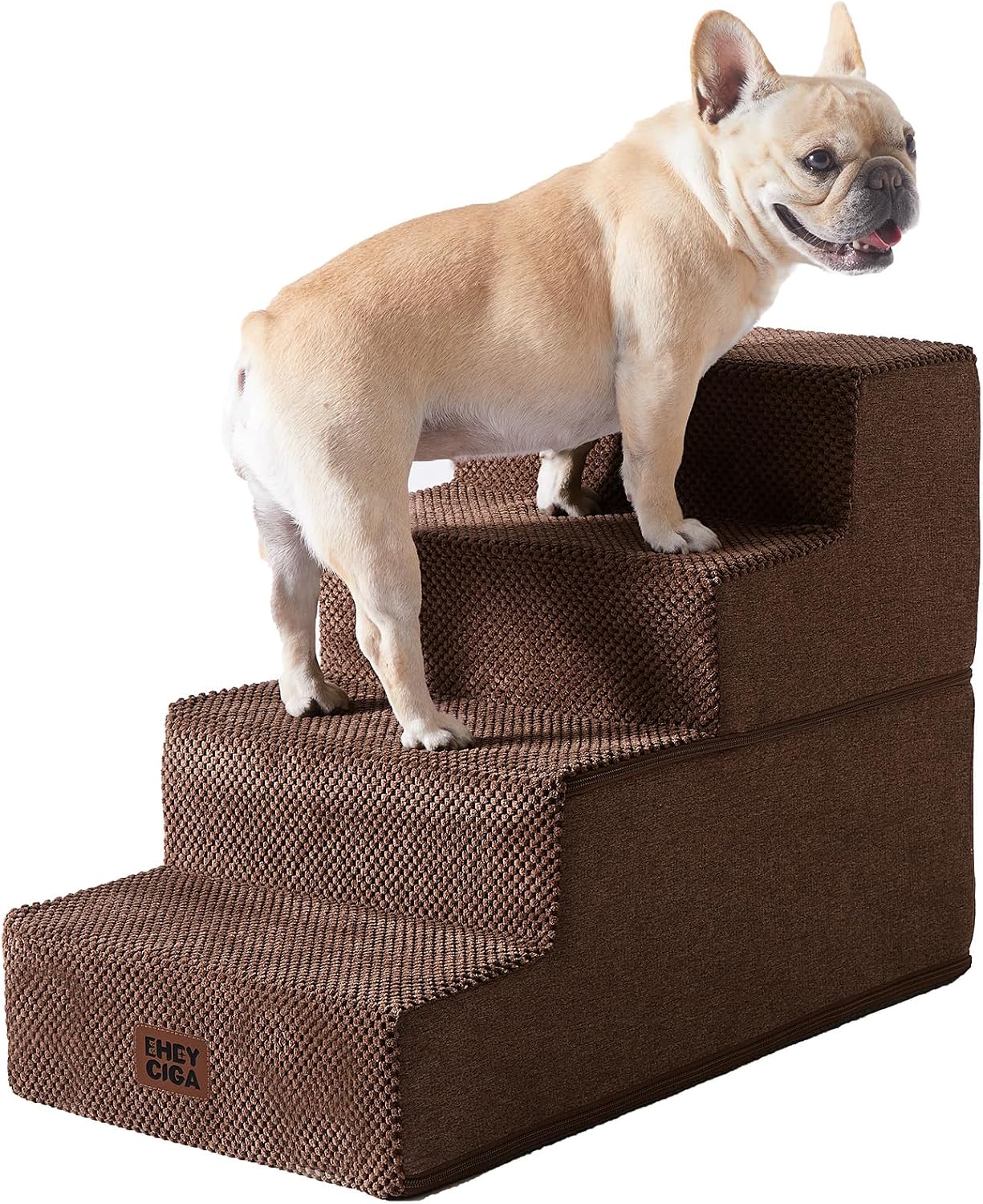 EHEYCIGA Dog Stairs for Small Dogs 13.5" H, 3-Step Dog Steps for Couch Sofa and Chair, Pet Steps for Medium Cats, Non-Slip Balanced Pet Ramp Indoor, Grey