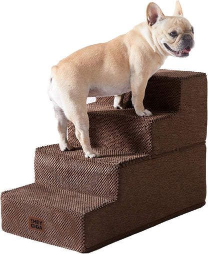 EHEYCIGA Dog Stairs for Small Dogs 13.5" H, 3-Step Dog Steps for Couch Sofa and Chair, Pet Steps for Medium Cats, Non-Slip Balanced Pet Ramp Indoor, Grey