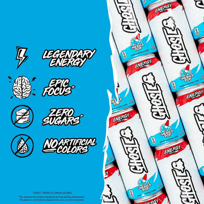 GHOST Energy Drink, Zero Sugars, 12-Pack, Cherry Limeade, 16oz | Energy & Focus Pre Workout Drink, No Artificial Colors, Gluten-Free, Vegan - 200MG Natural Caffeine, L-Carnitine, Taurine