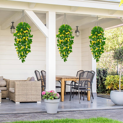 BLEUM CADE Fake Hanging Plants, 2pcs Artificial Pothos Vines Faux Plants Greenery for Wall Home Living Room Office Indoor Outdoor Decor (No Baskets)