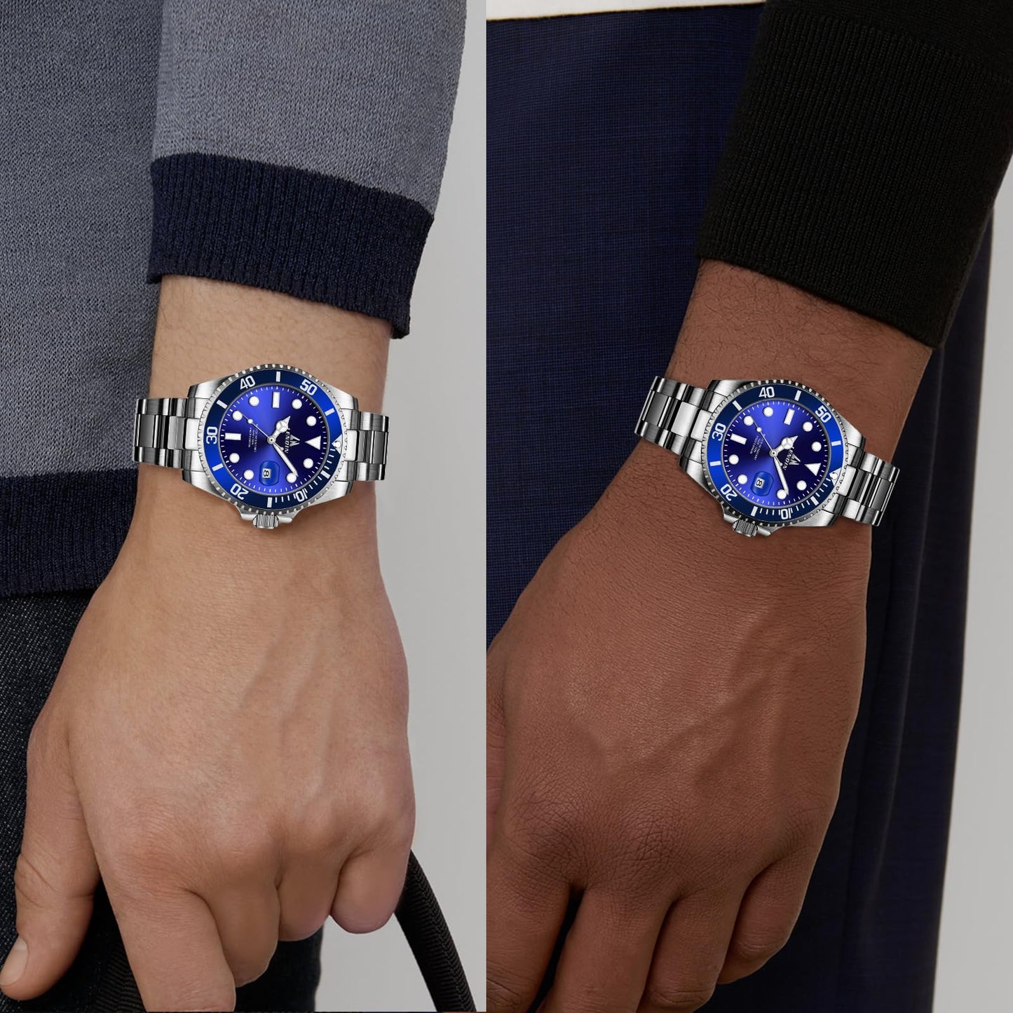 LN LENQIN Mens Watches Stainless Steel Waterproof Analog Quartz Watch for Men with Date Luminous Fashion Wristwatch