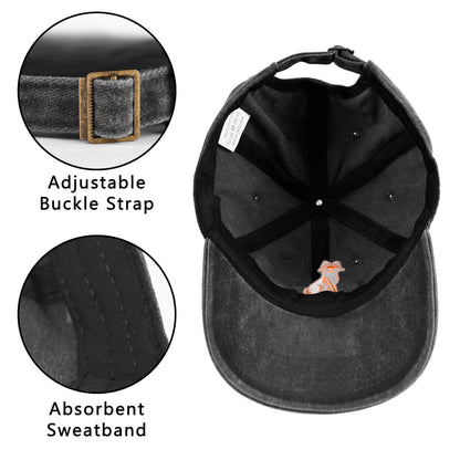 Embroidered Baseball Cap Adjustable Vintage Washed Distressed Denim Baseball Hat for Women Men