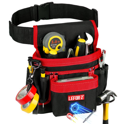 Tool Belt,Magnetic Tool Pouch,14-Pockets Tool Belts for Men,Detachable & Adjustable Tool Pouch belt for Electrician,Carpenter,Construction,Work Apron,Utility Belt,Black-Yellow