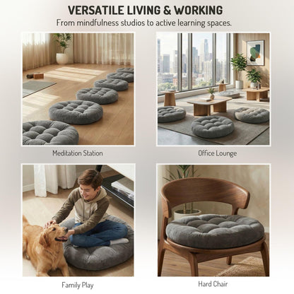 Meditation Floor Pillow Set of 2, Round Large Pillows Seating for Adults, Tufted Corduroy Cushion for Living Room Tatami, Beige 22 Inch