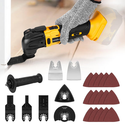 bellaDimora Oscillating Multi-Tool Compatible with DeWalt 20V MAX, 600W Brushless Motor (6000-20000 OPM), 23-Piece Accessory Kit for Cutting Sanding Scraping, Heavy-Duty Power Tool(No Battery)