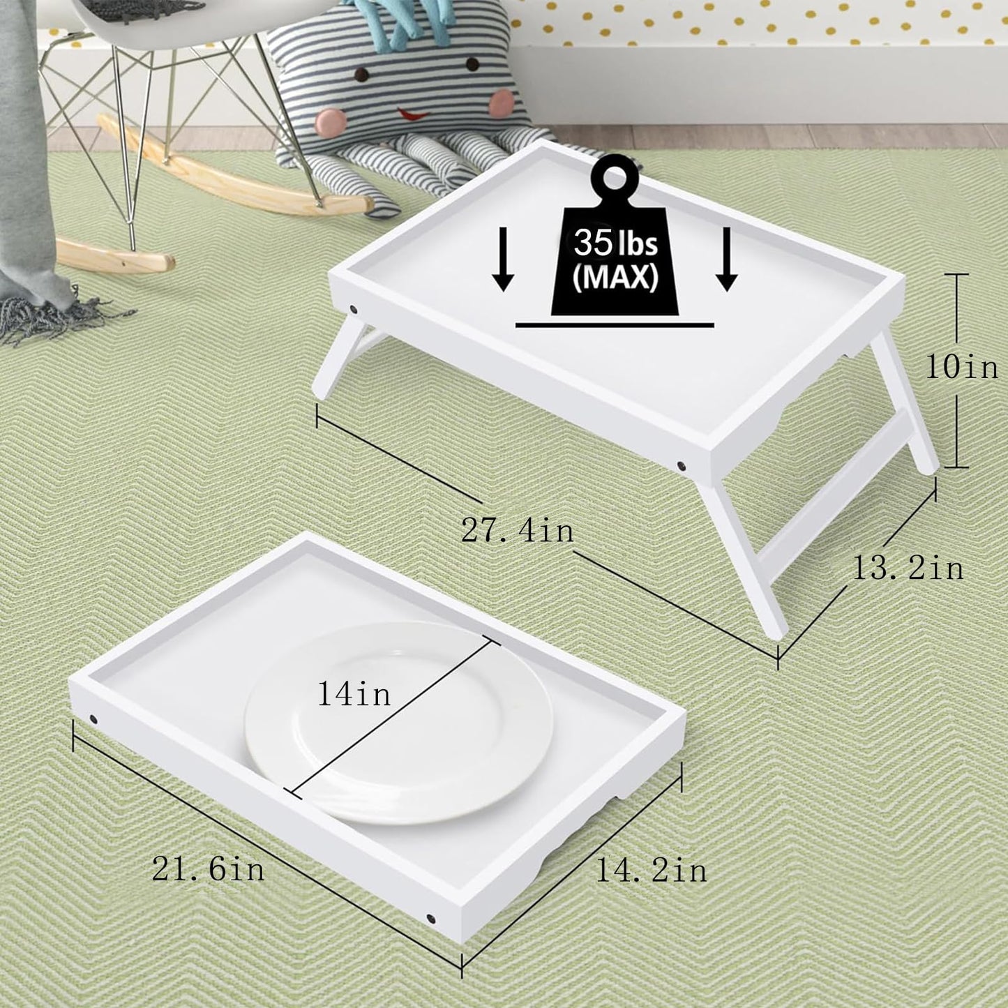 Artmeer Bed Tray Table with Folding Legs,Bamboo Breakfast in Bed for TV Table, Laptop Computer Tray,Eating,Snack Tray(Bamboo)