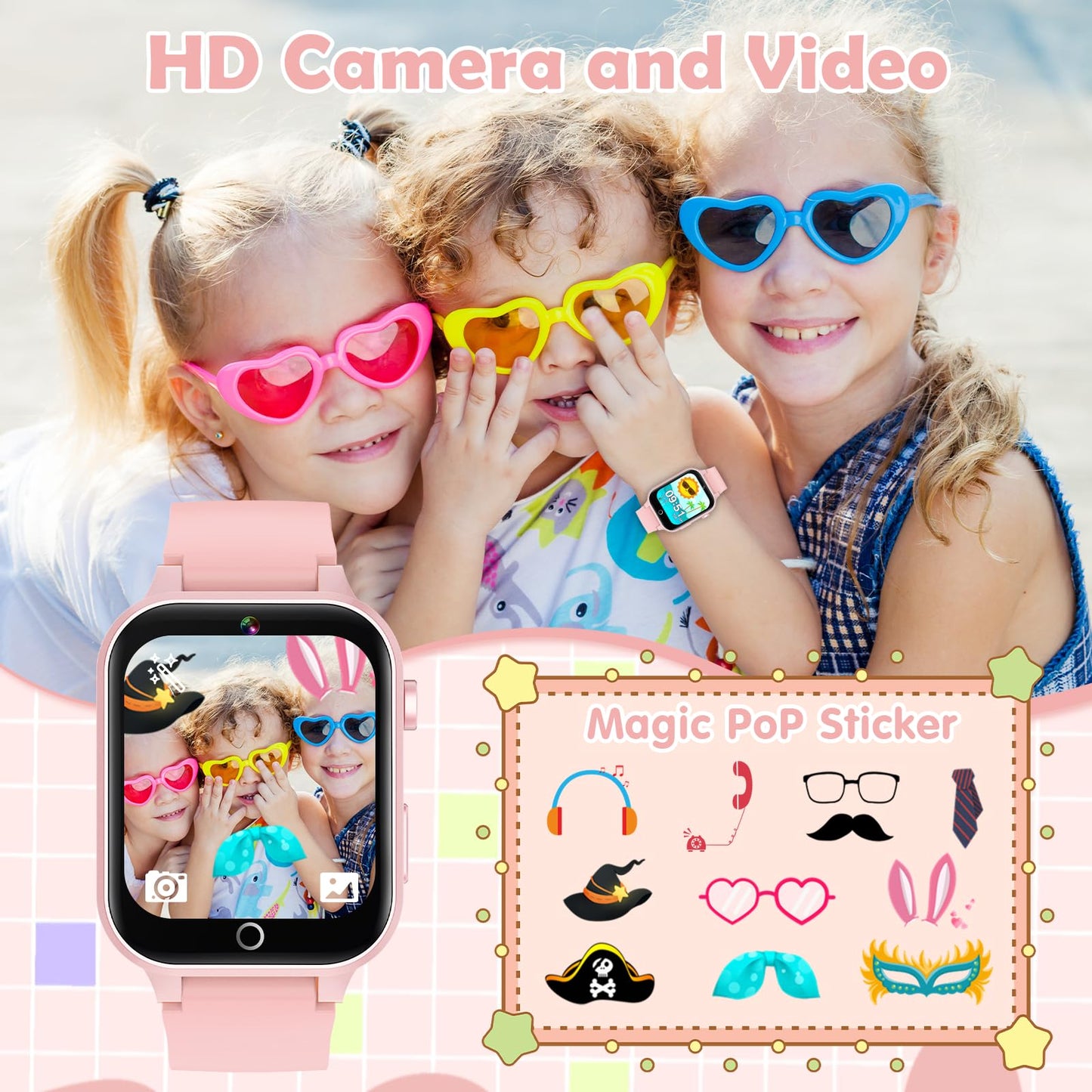 Luyiilo Smart Watch for Kids, with 26 Puzzle Games, Touch Screen, HD Camera, Alarm Clock, Toys for Ages 4-12 Years Old.Birthday Gift for Boys Girls (Blue)