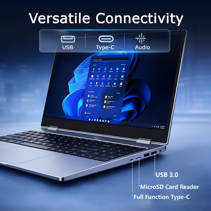 15.6" Yoga 2-in-1 Touchscreen Laptop Computer, AMD A9 Processor up to 3.2GHz, 8GB RAM 256GB SSD, Convertible Notebook with IPS FHD Display, USB-C, WiFi, Win11 Laptop for Work, Study & Home
