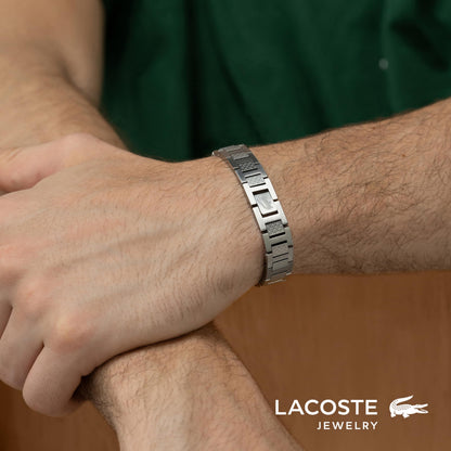Lacoste Metropole Bracelet – Unisex H-Link with Crocodile Clasp – Adjustable Polished Finish Accessory