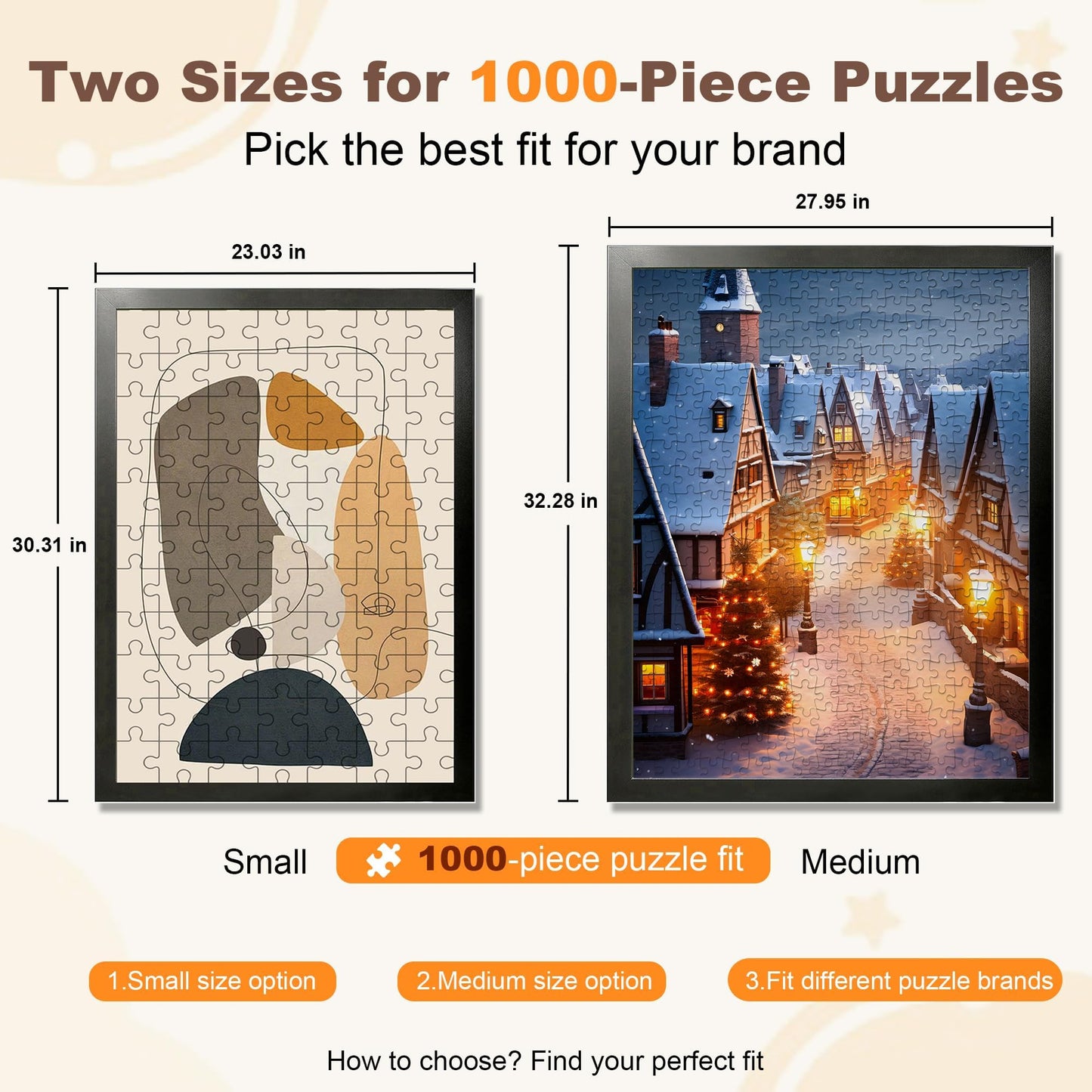 ALL4JIG Premium Wooden Puzzle Picture Frame with 5-Puzzle Storage Capacity for 1000 Piece Puzzles, Tool-Free Easy Assemble Display, Non-Glue Mounting Kit & Hanging Hardware Included (29" x 25")