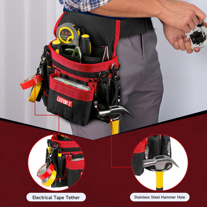 Tool Belt,Magnetic Tool Pouch,14-Pockets Tool Belts for Men,Detachable & Adjustable Tool Pouch belt for Electrician,Carpenter,Construction,Work Apron,Utility Belt,Black-Yellow